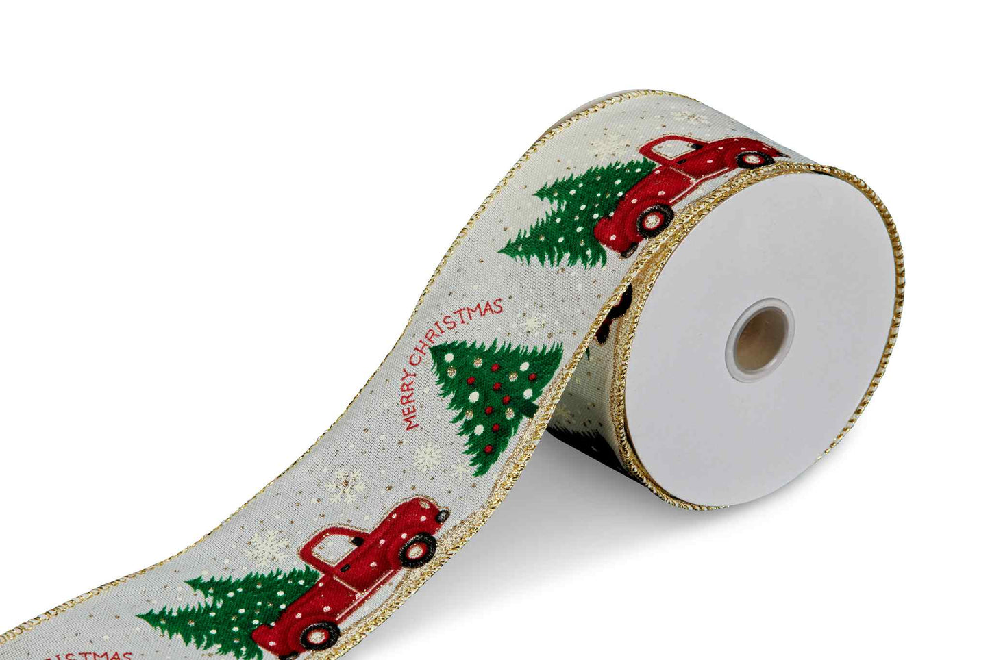 Christmas Decorators Ribbon with Car & Tree Pattern - The Christmas Shoppe