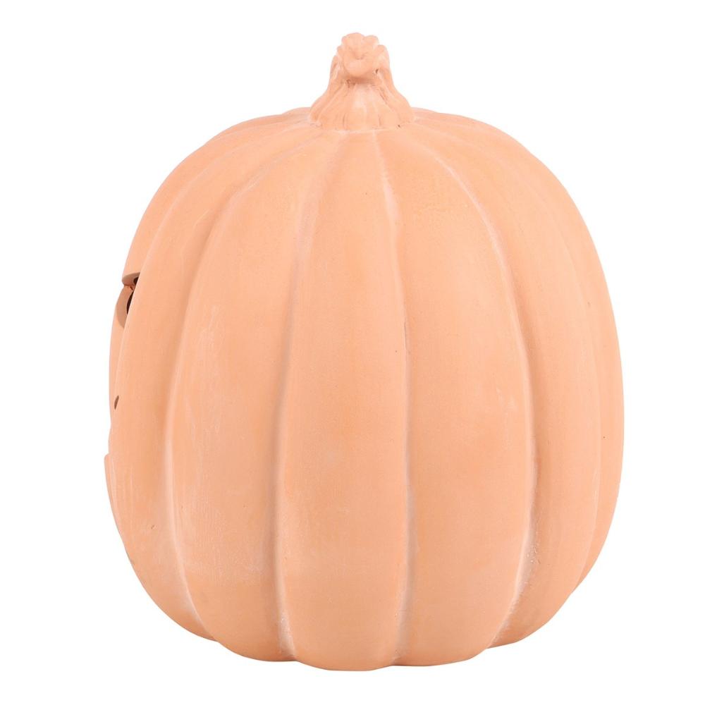 Orange Terracotta Pumpkin Ornament With Cut Out Face 22cm