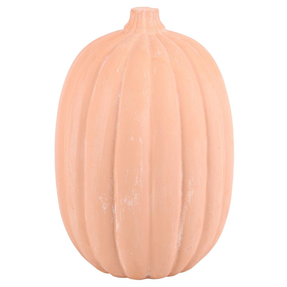 Neutral Terracotta Pumpkin Ornament With Cut Out Face 30cm