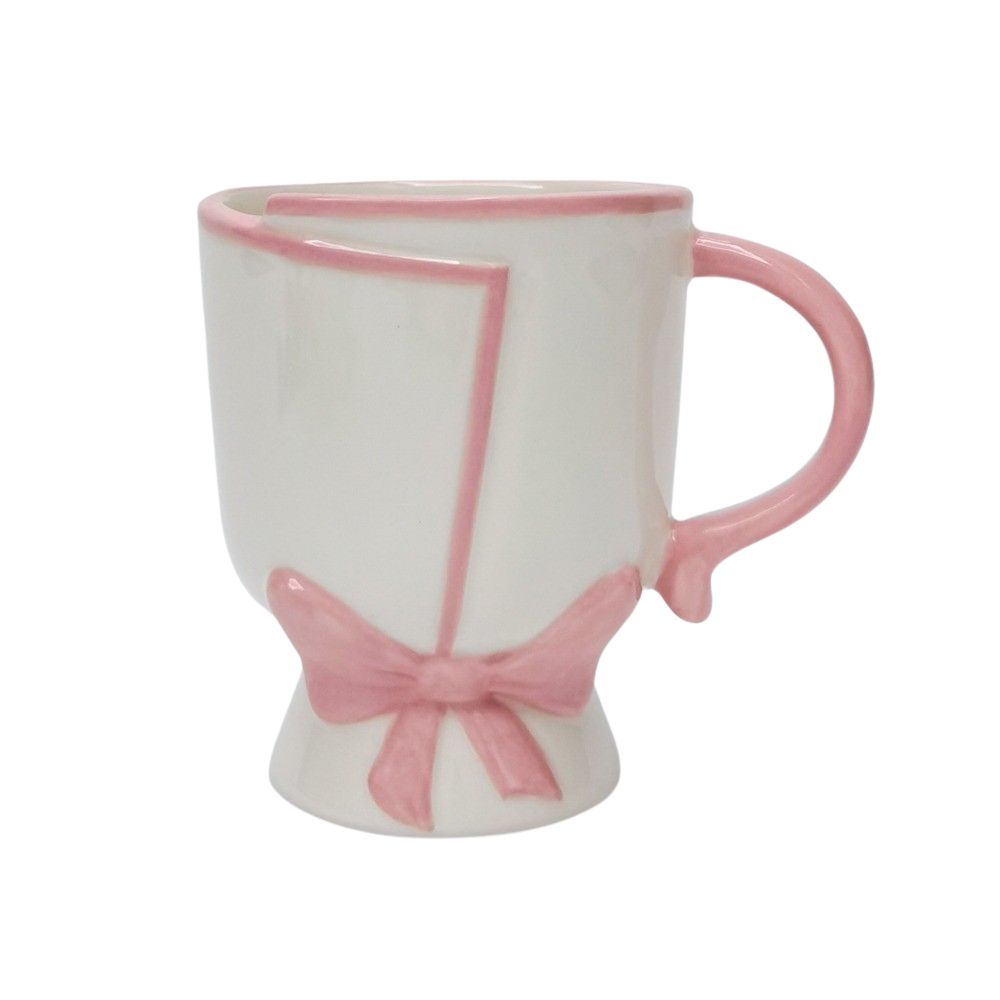 Bow Mug Pink & White