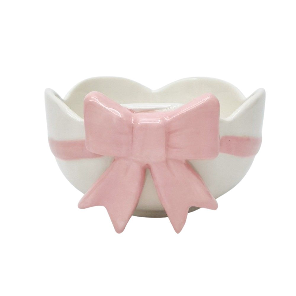 Bow Bowl Pink & White 15cm