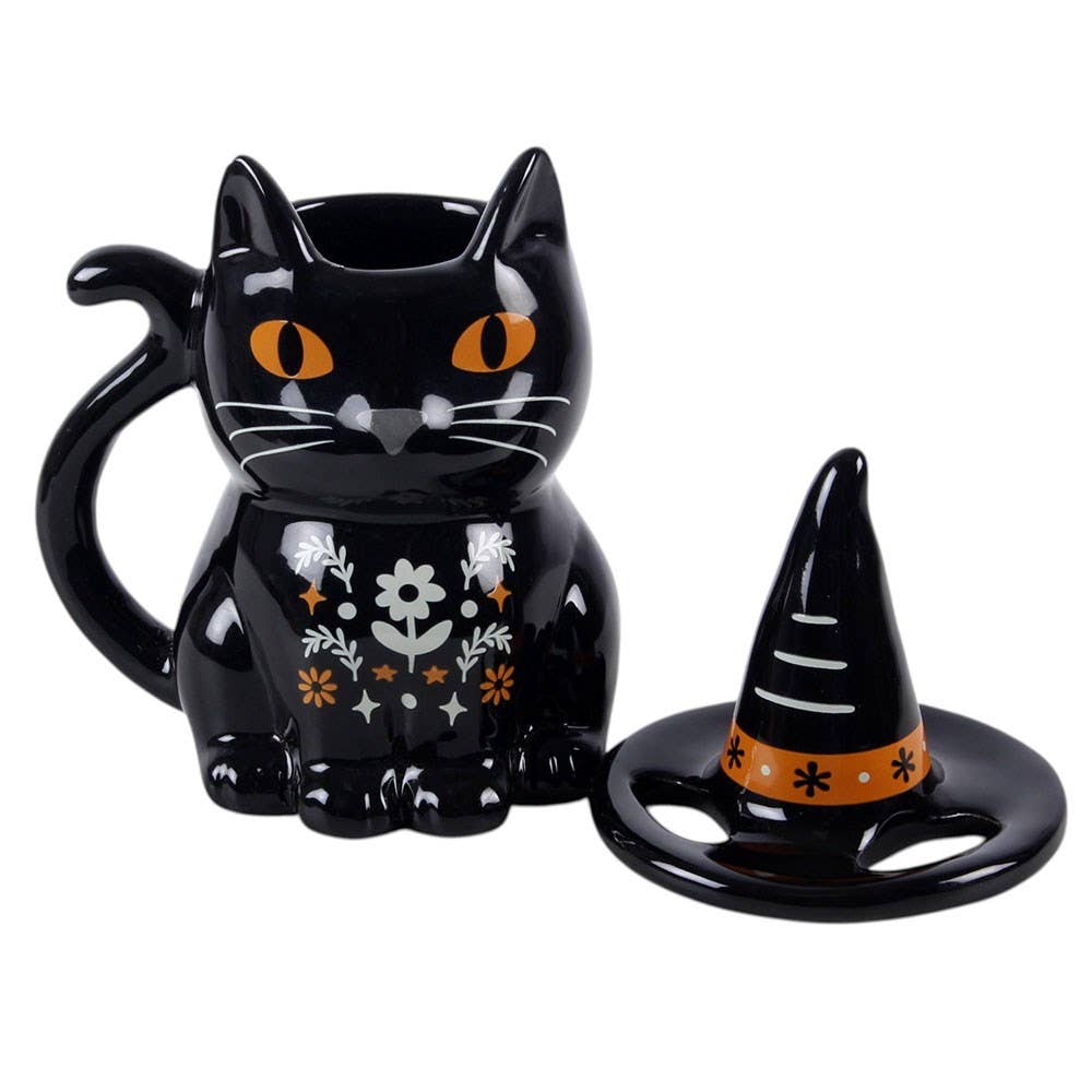 Frightful Folk Black Cat Lidded Mug - PRE ORDER September 2026 Arrival - The Christmas Shoppe