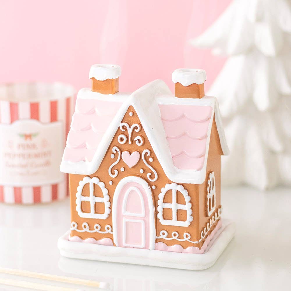 Pink Gingerbread House Incense Cone Burner - PRE ORDER September 2026 Arrival - The Christmas Shoppe