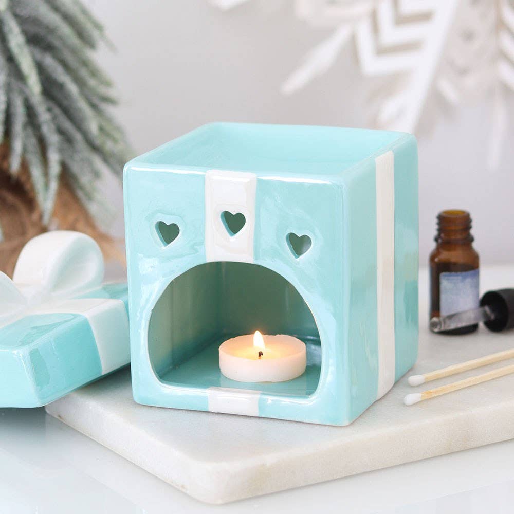 Blue Christmas Present Oil Burner - PRE ORDER September 2026 Arrival - The Christmas Shoppe