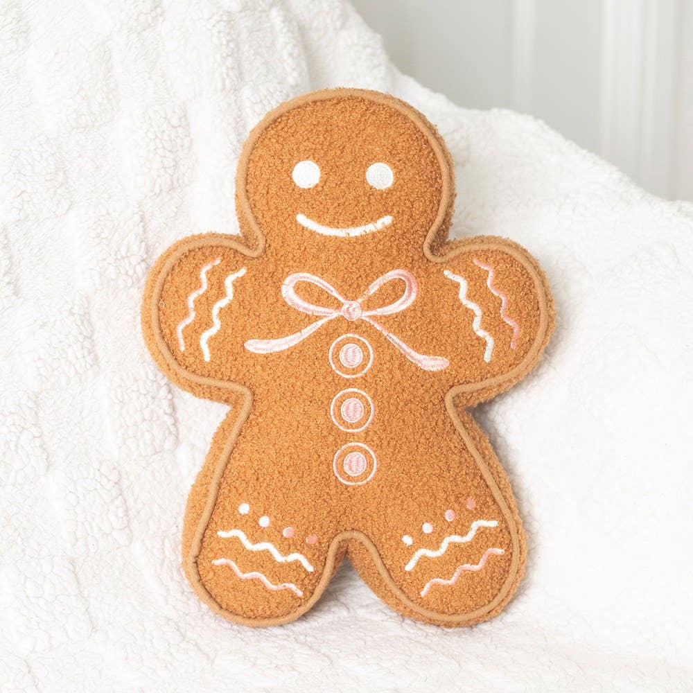 Sugarplum Bakery Gingerbread Man Boucle Cushion - PRE ORDER September 2026 Arrival - The Christmas Shoppe