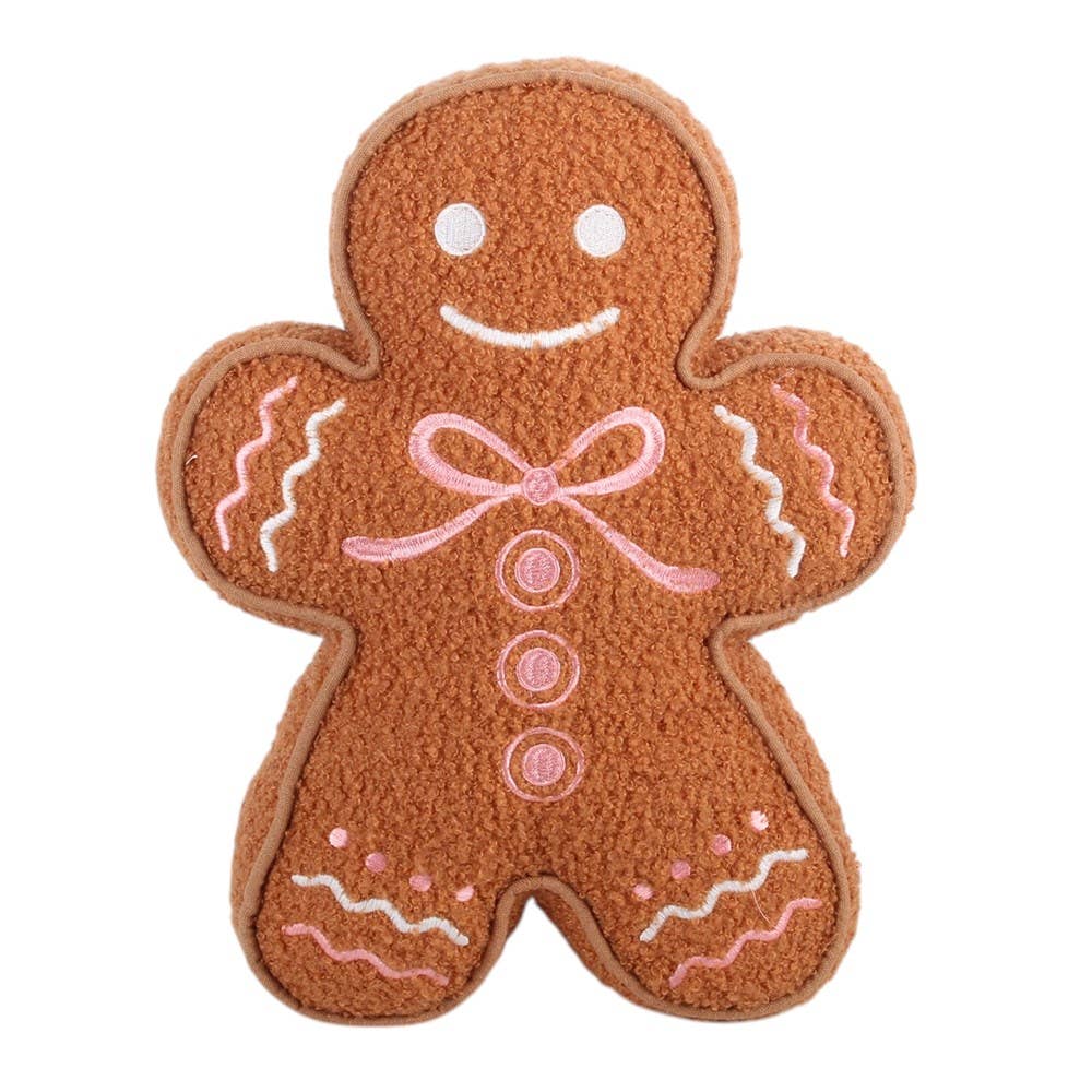 Sugarplum Bakery Gingerbread Man Boucle Cushion - PRE ORDER September 2026 Arrival - The Christmas Shoppe