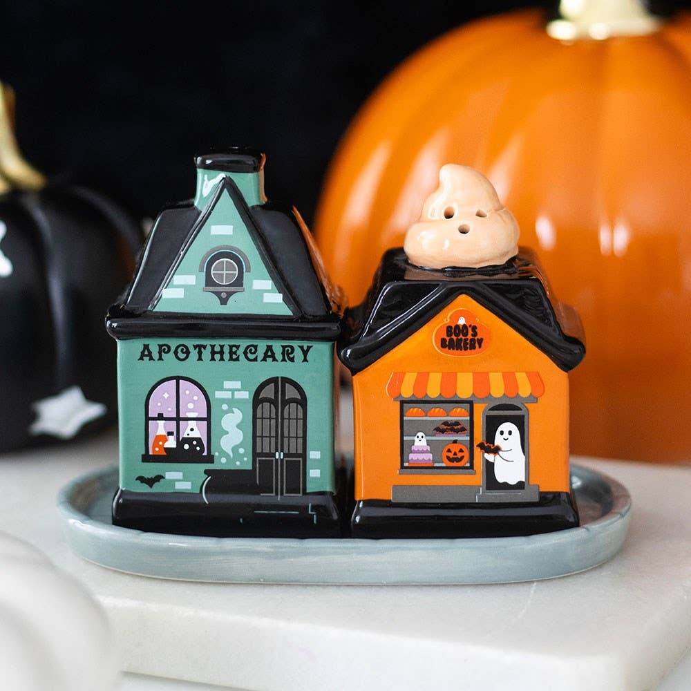 Spooky Street Salt and Pepper Shakers - Pre Order - To be shipped September - The Christmas Shoppe