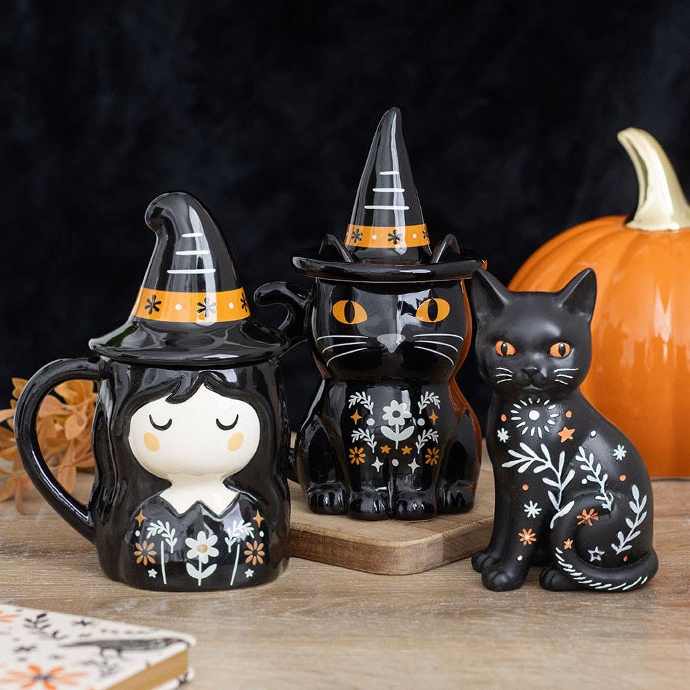 Frightful Folk Black Cat Lidded Mug - PRE ORDER September 2026 Arrival - The Christmas Shoppe
