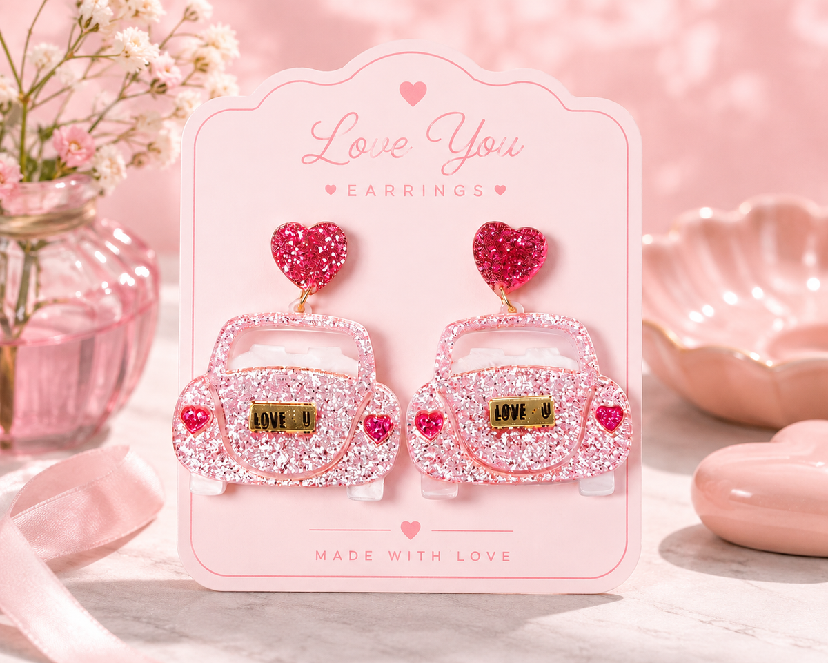 Pop Love Bug Earrings Pink - The Christmas Shoppe