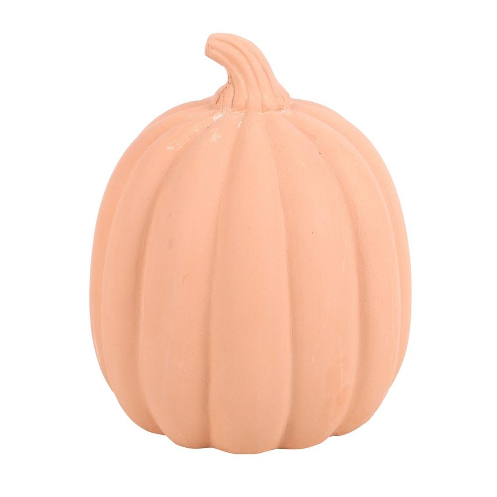 Neutral Terracotta Pumpkin Ornament With Cut Out Face 15cm