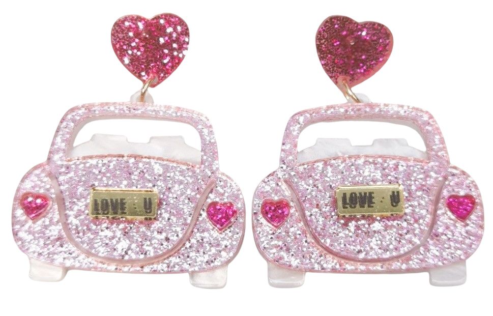 Pop Love Bug Earrings Pink - The Christmas Shoppe