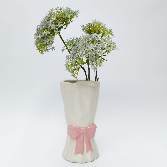 Bow Vase Pink & White 21cm - The Christmas Shoppe